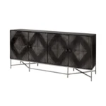 HMS 72" Modern Black Solid Wood Sideboard Four Door Dining Room and Living Room Furniture for Home or Farmhouse for Home Bar - Image 4