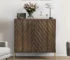 Mid century sideboard in a living room with clean lines and wood grain