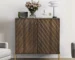 Mid century sideboard in a living room with clean lines and wood grain