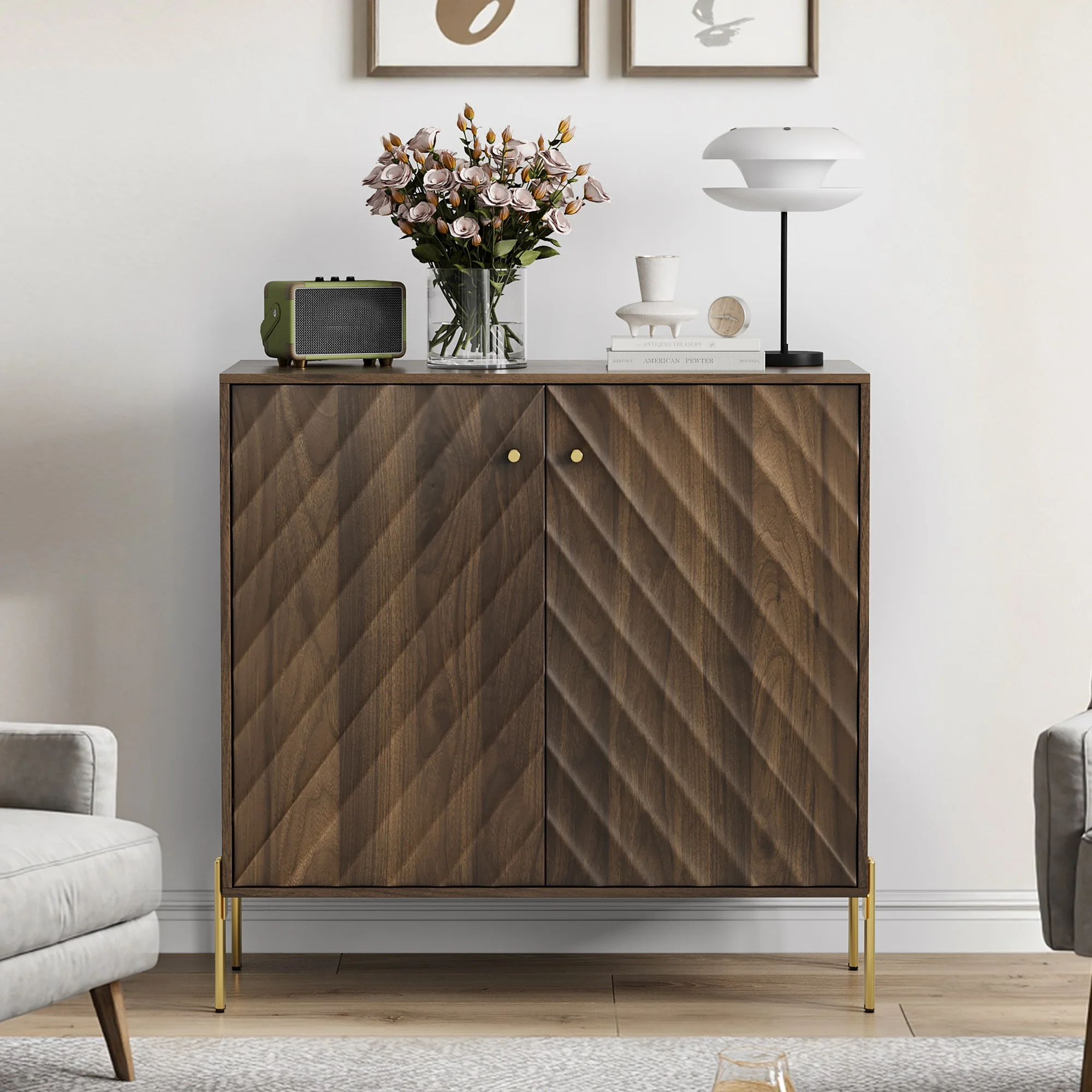 H64d5b529c3ae4260a991e4fbcbf29077H.webp Sideboard Buffet Storage Mid-century Modern Style Solid Wood Sideboard Eco-Friendly Design for Living Room Dining Room - Image 1