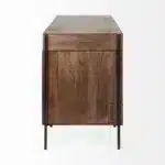 HMS Modern Melamine Wood Writing Desk Medium Brown 3 Drawers and 3 Open Shelves Versatile Office or Bedroom Furniture