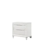 Pearl white nightstand with two drawers for bedroom storage - Goldoma