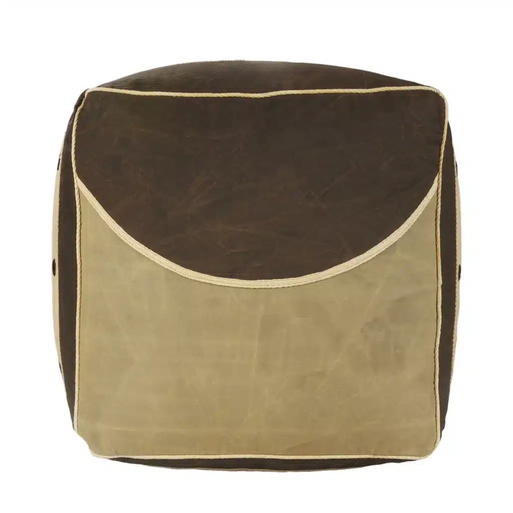 Goldoma 20-Inch Brown Cotton Striped Pouf Ottoman - Foldable Footrest & Extra Seat – styled in a modern Ottomans &