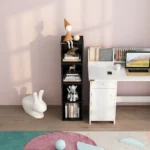 YQ FOREVER New Design Four Story Bookshelf Wooden Cabinet Living Room Furniture – styled in a modern Office Storage setting