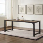 Modern Simple 79.5 Inch Large Office and Home Study Wooden Computer Desk with Metal Frame for Gaming and Writing-FCJ