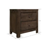 Brown 2-drawer nightstand solid wood rustic design for bedroom storage