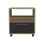 Vance 20" High One Drawer Nightstand with Casters – Natural Oak – base detail