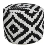 Black and white geometric pouf ottoman with storage, foldable foot stool by Goldoma