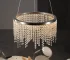 US Stock Free Shipping 16 Inch Round K9 Crystal Chandelier Chrome Stainless Steel Modern LED Pendant Light for Dining Living