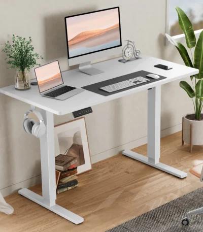 FCJ Ergonomic Height Adjustable Computer Desk Comfortable Standing or Seated Workstation