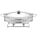 Stainless Steel Glass Serving Dish hot pot small chafing dish Food Warmer Buffet Luxury Golden Oval Hotel Wedding Chafing Dish - Image 21