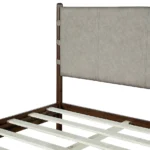 Goldoma Fabric Platform Bed Frame King Size with Headboard – Mid Century Modern Adjustable Convertible Light Grey – base
