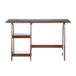 HMS 47" Simple Industrial Design Brown Wooden Computer Desk Adjustable Extendable for Living Room Use Convertible Metal