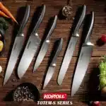7-Piece Professional Kitchen Cooking Knife Japanese Kitchen Knife Set with Storage Bucket – side view