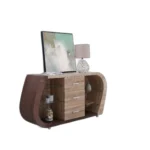 HMS Modern Antiqued Oak Walnut Multi-Tone Buffet Sideboard 3 Drawers for Home Bar Living Room Farmhouse Made Durable MDF Wood - Image 5