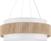Fabric Rattan Chandelier, Boho Hand Woven Coastal Pendant Light Adjustable Drum Large Pendant Lighting Fixtures for Dining