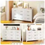 White 9 Drawer Dresser with Glossy Finish - Goldoma – base detail