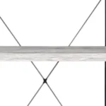 HMS 43" Four Tier Etagere Bookcase Antiqued White and Black Metal with Wood Four Tier Bookshelf – styled in a modern Office