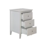 White 3 drawer nightstand with charging station – modern wooden bedside table with USB ports and power outlets