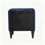 Navy blue velvet nightstand with 2 drawers - modern bedroom bedside table with storage