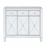 HMS 40" Modern Antique Traditional Silver Glass Three Drawer Sideboard with Three Doors MDF Wood for Home Bar or Living Room - Image 2