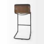 HMS 35 Modern Luxury Bar Stool Brown Black Leather with Metal Rotating Feature Solid Wood PU Material for Home Bar Kitchen