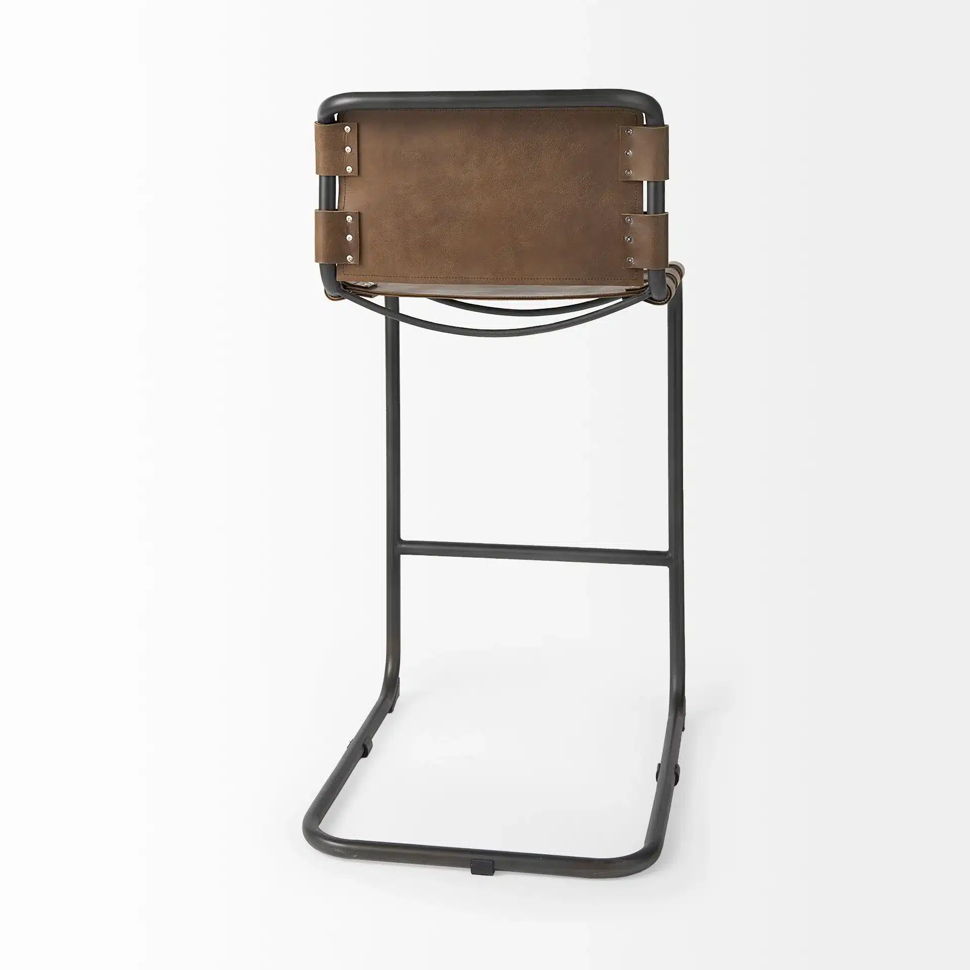 HMS 35 Modern Luxury Bar Stool Brown Black Leather with Metal Rotating Feature Solid Wood PU Material for Home Bar Kitchen