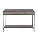 HMS 43" Brown and Black Wood and Metal H-Shape Computer Desk Stylish Office Desk – side view