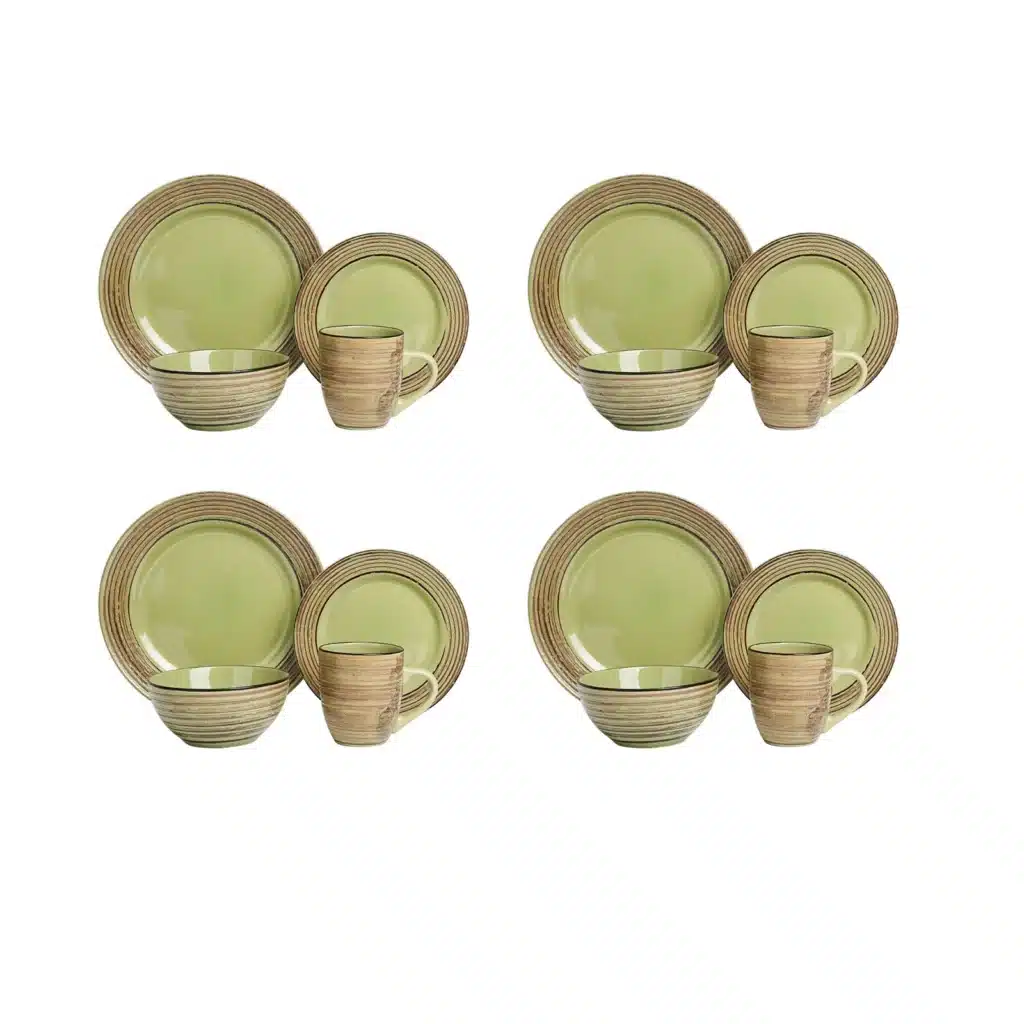 Semtember Promotion Green Round Dinner Plate High-End Heat Resistant Ceramic Plates Classic Vintage Stoneware Dishes