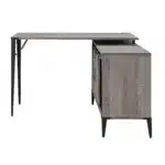 HMS 48" Gray Black L-Shaped Writing Desk with Bookshelf Drawer Ergonomic Office Desk Extendable Wooden Metal for Home Office