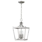 HMS Vintage Silver Metal Tapered Hanging Light against a dark wall, showing its elegant vintage style ceiling light