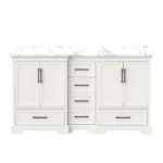Back view of the freestanding vanity, showing the plywood back panel and sturdy construction.