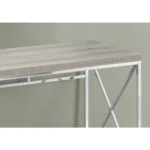 HMS 24" Taupe and Silver Computer Desk Convertible Extendable Foldable Portable with Leather Top Wood Material – top view