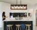 Ship From USA,32" Red Wood Industrial Farmhouse Rectangle Pendant Light, 5-Light Chandelier with Lampshade(No Bulbs)