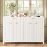 Sideboard Buffet Cabinet with 2 Drawers & 4 Doors Adjustable Shelves -Pattern Design for Dining Room Living Room - Image 7