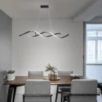 40W Dimmable LED Wave Pendant Light, Adjustable Length Hanging Chandelier Lamp for Kitchen Island, Dining Room, Living Room