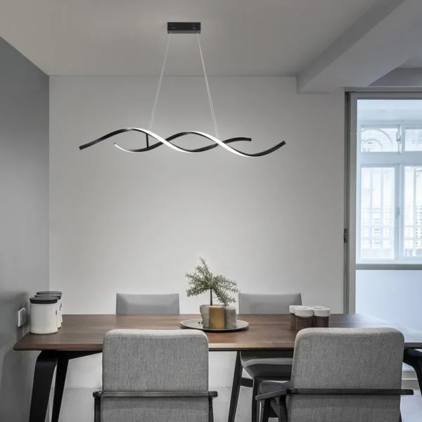 40W Dimmable LED Wave Pendant Light, Adjustable Length Hanging Chandelier Lamp for Kitchen Island, Dining Room, Living Room
