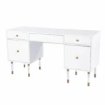 HMS 55 White Minimalist Design Writing Desk with Four MDF Drawers Office Furniture for Office Building or Bedroom Use – side