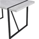 Modern 55 inch gray rectangular dining table for 4 with metal frame in dining room