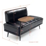 Goldoma 55-inch modern swivel ottoman with hidden storage in black faux leather - multi-functional living room bench