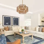 Boho Hand Woven Rattan Chandelier, UL listed Large Pendant Light for Kitchen Island Dining Room Living Room – close-up detail