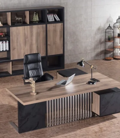 Free Shipping US Warehouse in Stock 70.86" Industrial Office Desk with Drawer Cabinet Large Wood Desktop L-Shaped Executive