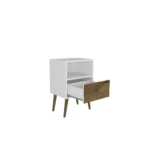 Rustic white nightstand with wood drawer – modern bedroom furniture from Goldoma
