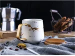 Coffee Mugs Marble Gold Inlay Mug Breakfast Mug Office Home Drinkware Milk Cup Dropshipping – angled view
