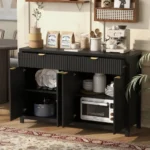 Sideboard Buffet Cabinet with 2 Drawers & 4 Doors Adjustable Shelves -Pattern Design for Dining Room Living Room - Image 15