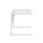 HMS 33 Clear and White Glass Computer Desk with Stainless Steel Writing Surface – styled in a modern Writing Desks setting