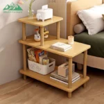 Bamboo nightstand with storage shelf in modern minimalist design