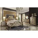 HMS 66 Gold Solid Wood Carved Scrollwork Seven Drawer Sideboard with Two Doors - Image 5