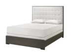 Goldoma Modern Adjustable Full Size Panel Bed with Button Tufted Headboard, Cream White – styled in a modern Living setting
