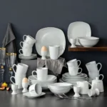 Elegant 50-piece porcelain tableware set by MALACASA Elisa series on a dining table